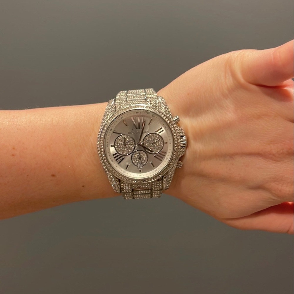 Michael Kors Oversized Camille Pave Silver Tone Watch